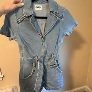 Show Me Your MuMu Blue Denim Jumpsuit - worn once
